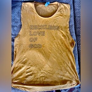 Womens tank - golden yellow Reckless Love of God, size XXL